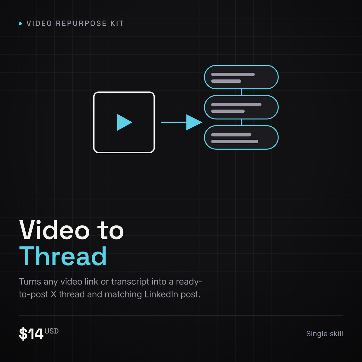 Video to Thread — AI Skill for X/Twitter Threads + LinkedIn Posts